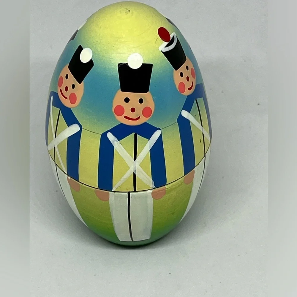 VINTAGE POLISH NESTING, Colorful Wooden NUTCRACKER Soldier GAME Egg Set